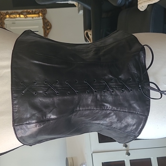 DANIER Black Leather Corset Bustier - Picture 1 of 8